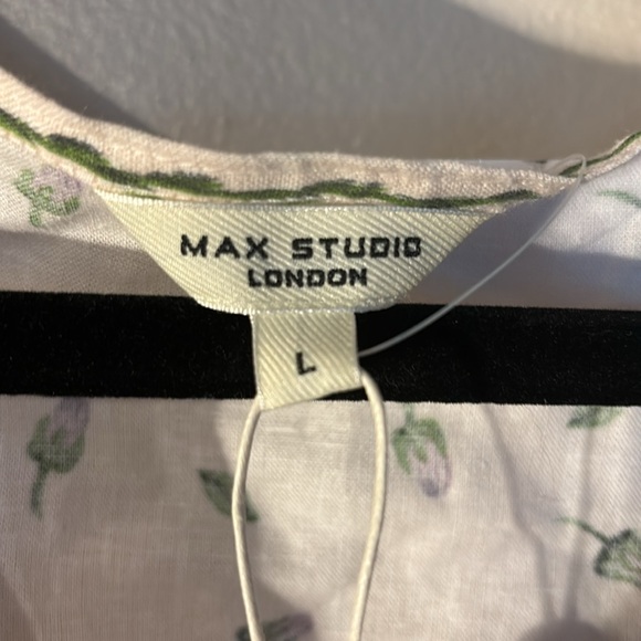 Max studio NWT. Linen and rayon chrysanthemum dress maxi size large - Picture 7 of 11